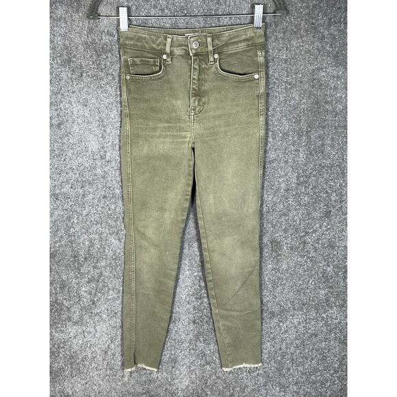 We‎ The Free Raw Hem Mid Rise Crop Jegging Jeans Womens Size 25 Green Pockets - Picture 1 of 9